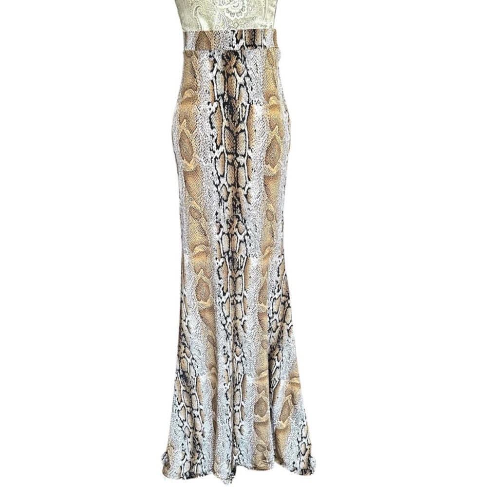 Stretch Snake Print Maxi Skirt Small Festival Summer Beach Vacation Bohemian